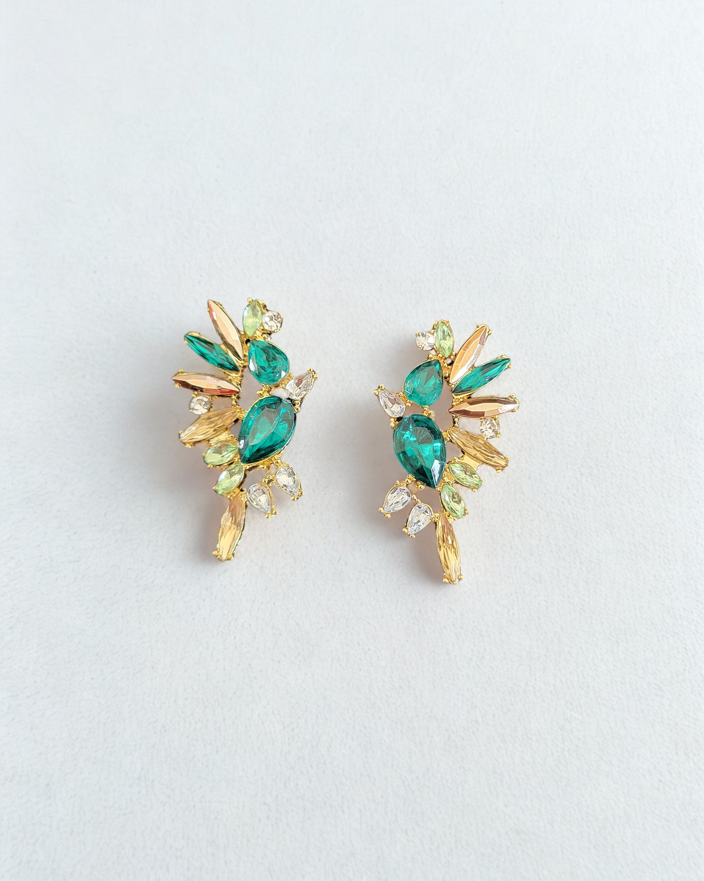Aretes Elegantes Para Mujer Con Cristales Verdes