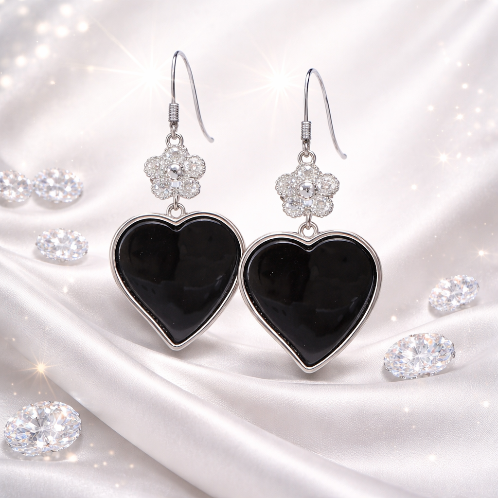 Aretes En Rodio Con Forma De Corazón