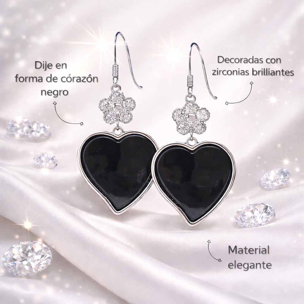 Aretes En Rodio Con Forma De Corazón