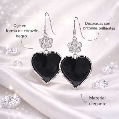 Aretes En Rodio Con Forma De Corazón