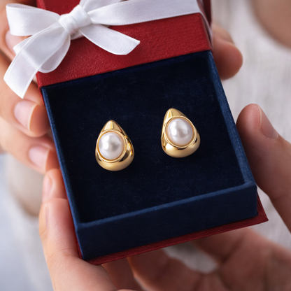 Aretes En Chapa De Oro Con Perla