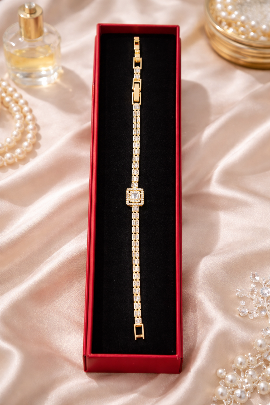 Pulsera Elegante Para Regalo Con Zirconias Brillantes