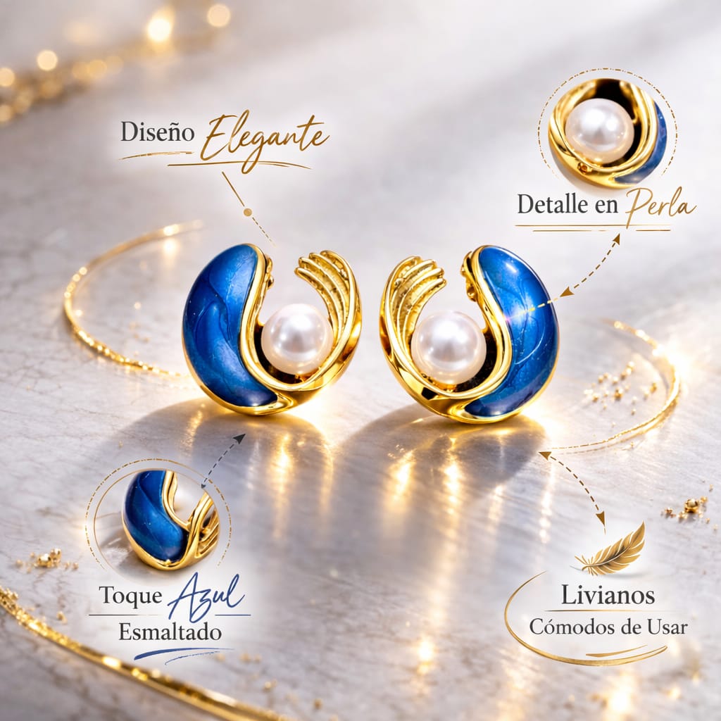 Aretes Chapa de Oro con Perla Incrustada