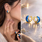 Aretes Chapa de Oro con Perla Incrustada